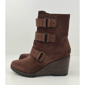 Sorel After Hours Brown Suede Wedge Booties Women’s Ankle Heel Boots Size 8.5